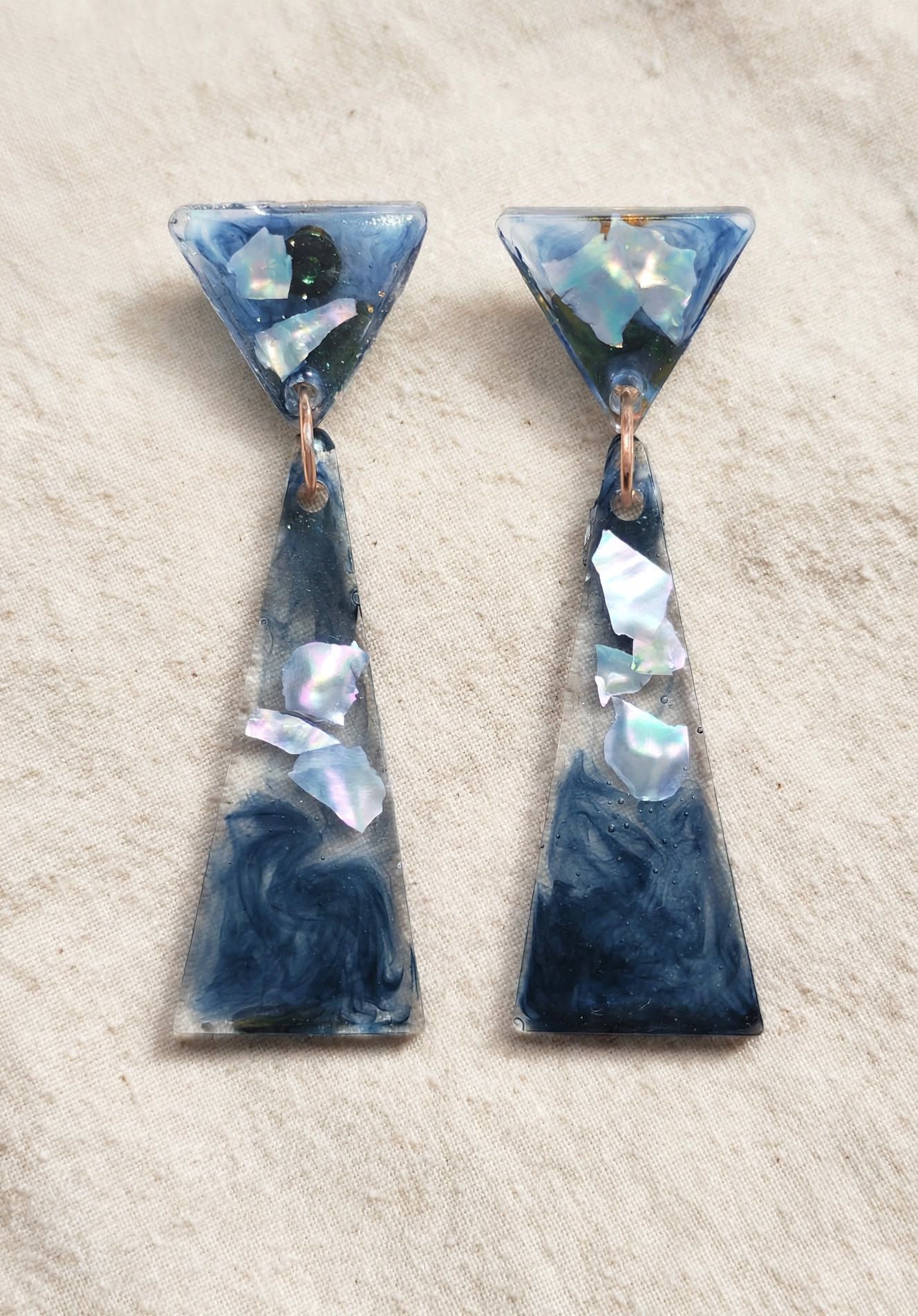 Boucles d'oreilles pendantes géométriques - vue alternative